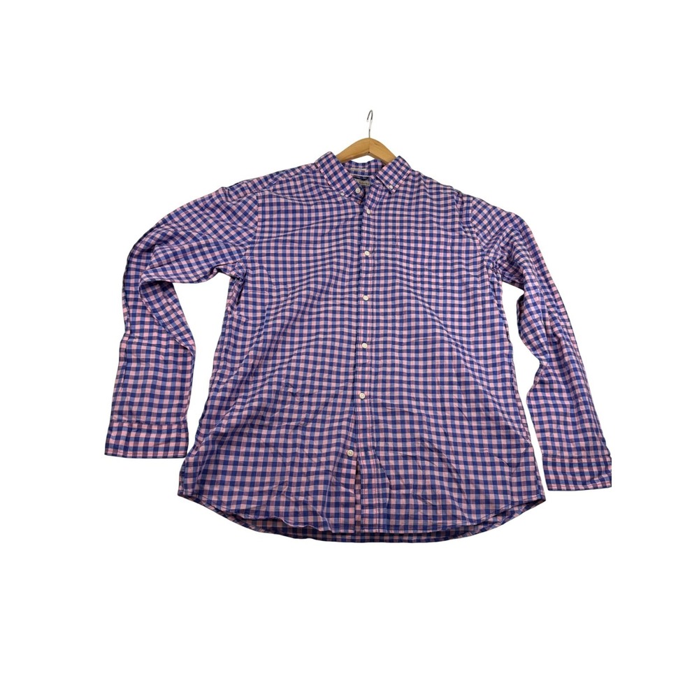 Hawker Rye Mens XL Tall Pink Blue Gingham Check Cotton Button Down Shirt Regular